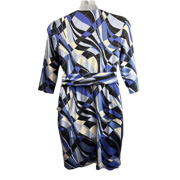 J Mclaughlin Women's Dress Size Large Navy White Geometric Print Catalina Cloth - Picture 6 of 11